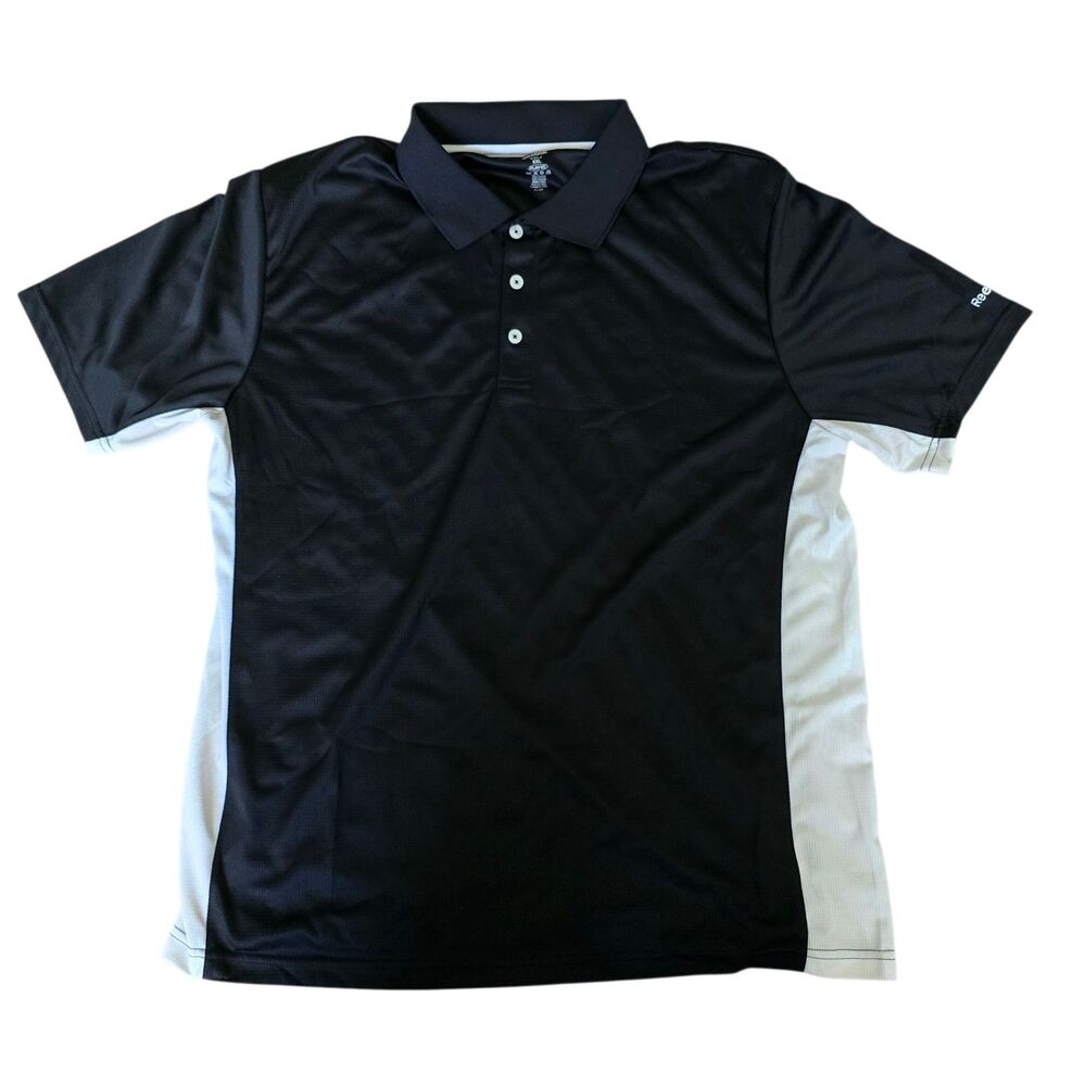 Reebok Polo Golf Shirt Black White Accents Mens Size XXL Short Sleeve